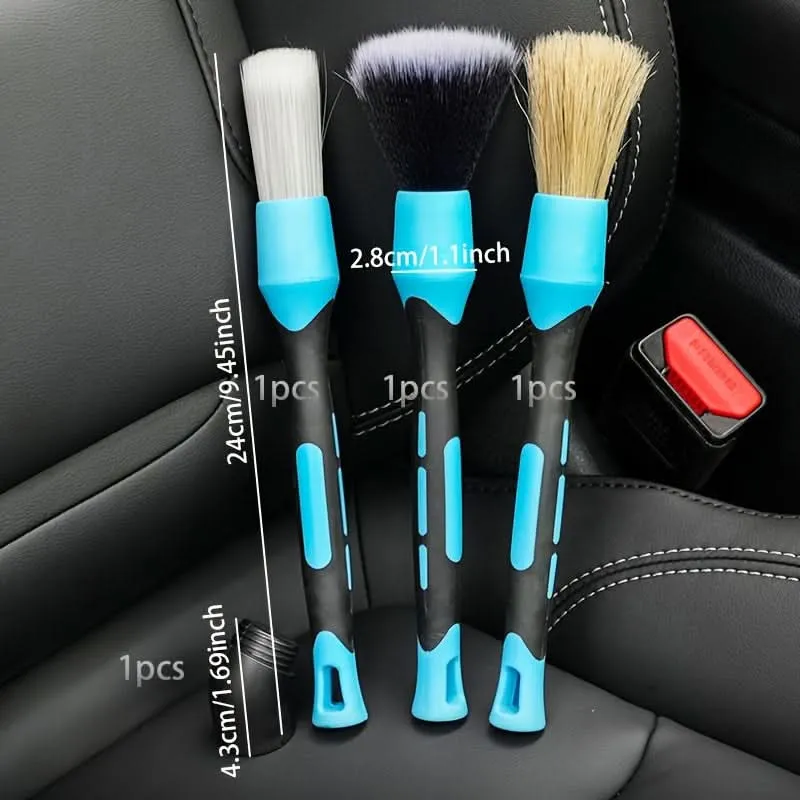 4-Piece Soft Bristle Detailing Brush Set – Flexible Head for Car Wheels