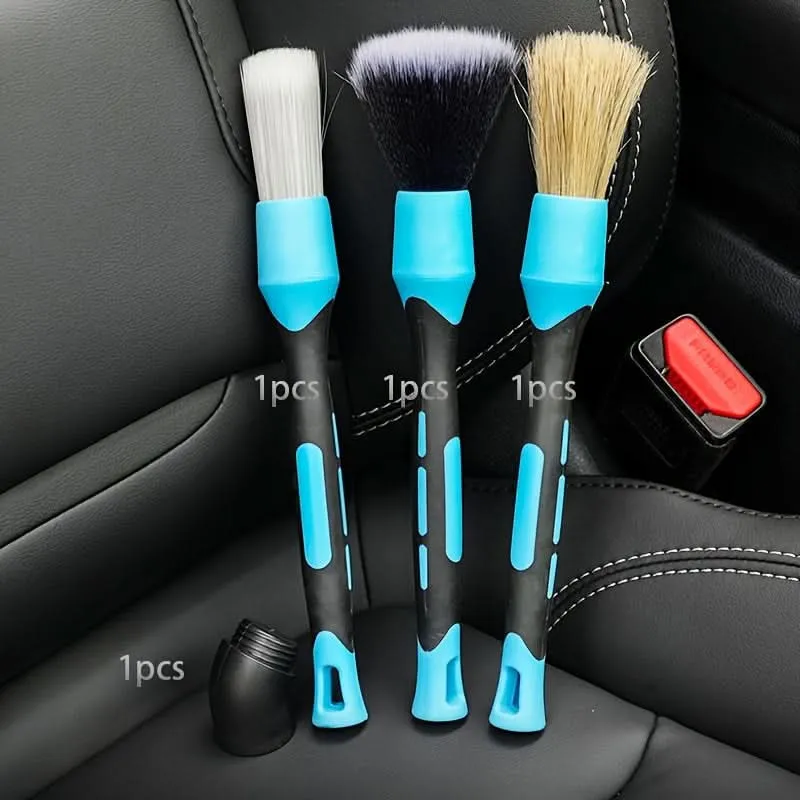 4-Piece Soft Bristle Detailing Brush Set – Flexible Head for Car Wheels