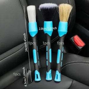 4-Piece Soft Bristle Detailing Brush Set – Flexible Head for Car Wheels