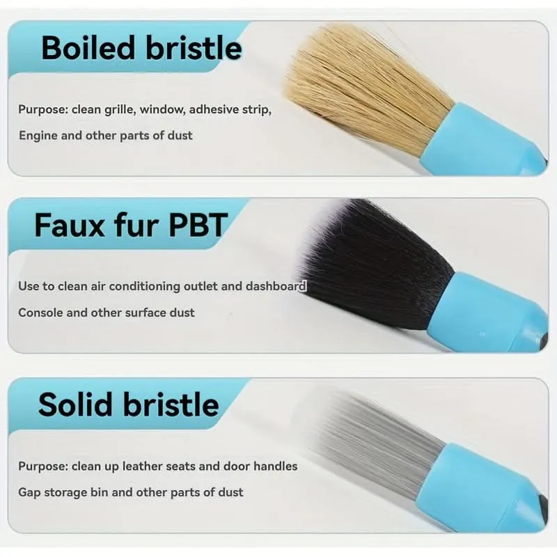 4-Piece Soft Bristle Detailing Brush Set – Flexible Head for Car Wheels