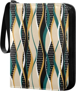 4 Pocket Card Binder with 50 Removable Sleeves Abstract Striped Wavy Colorful Trading Card Binder Collector Card Album for 400 Game Sports Cards