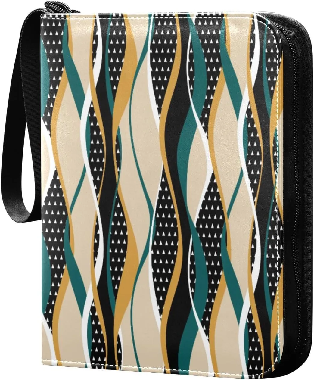 4 Pocket Card Binder with 50 Removable Sleeves Abstract Striped Wavy Colorful Trading Card Binder Collector Card Album for 400 Game Sports Cards