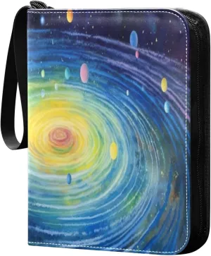 4 Pocket Card Binder with 50 Removable Sleeves Colorful Solar System Trading Card Binder Collector Card Album for 400 Game Sports Cards