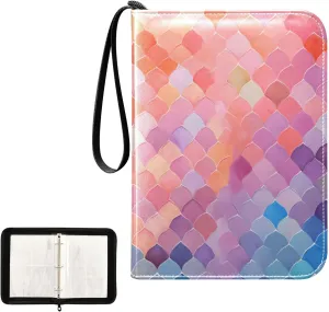 4 Pockets Trading Card Album Holder Book Folder Sports Card Binder Colorful Scale Gradient 400 Double Side Pockets for 3 Ring Binder Zipper