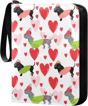 4 Pockets Trading Card Binder Colorful Dachshunds Holds 400 Standard Cards Waterproof TCG CCG MTG Album Gifts for Collectors Boys Girls