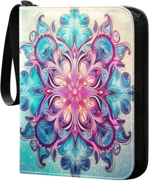 4 Pockets Trading Card Binder Colorful Mandala Holds 400 Standard Cards, Waterproof TCG CCG MTG Album, Gifts for Collectors, Boys and Girls