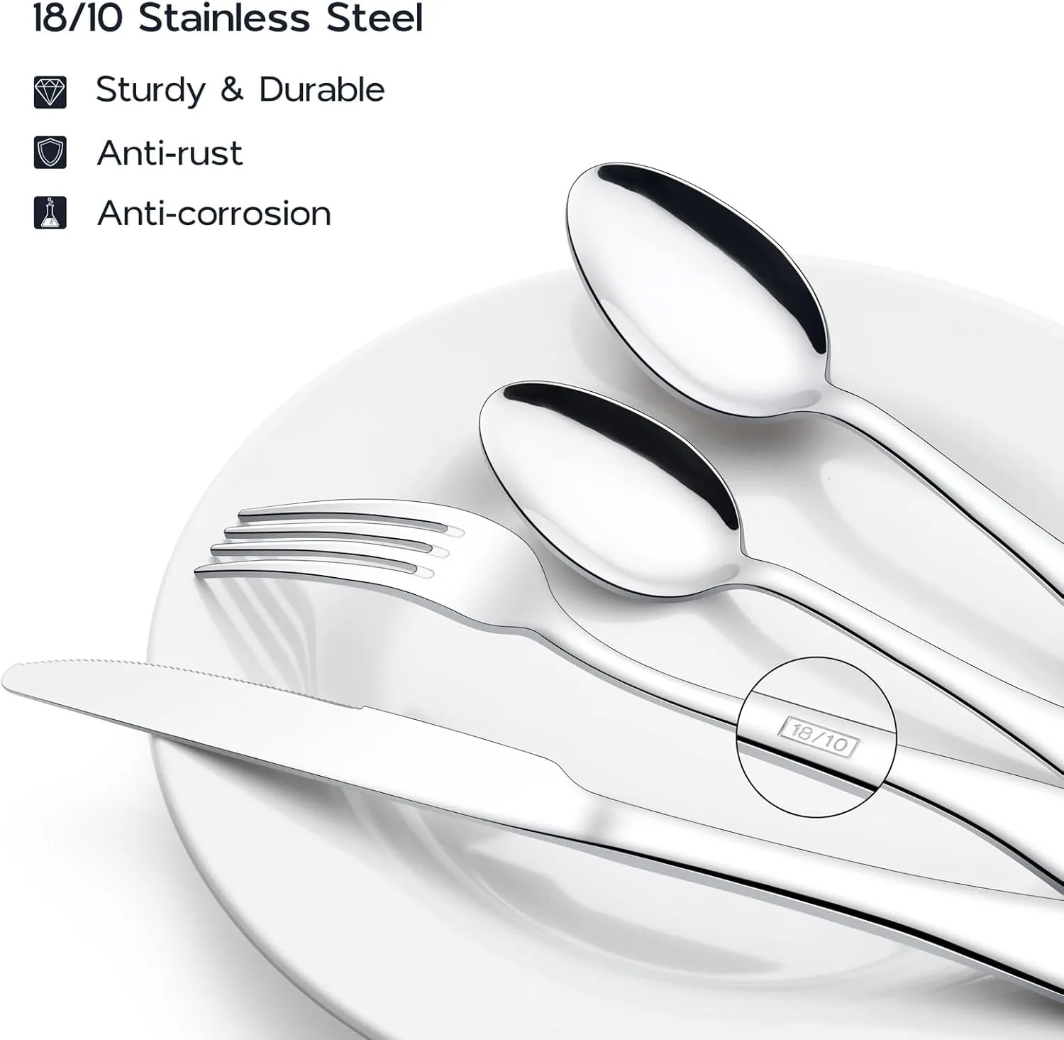 40 Pieces Silverware Set 18/10 Stainless Steel Cutlery Flatware Set for 8