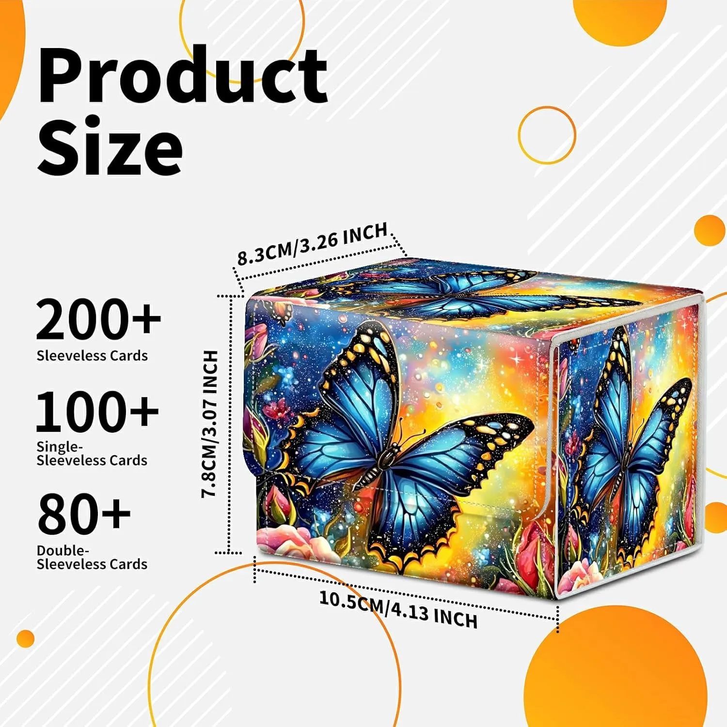 4.13x3.07x3.26 inch Card Deck Box Trading Cards Storage Box with Strong Magnet Premium Case Commander Deck Box Storage Cover for TCG CCG Magic Cards,Colorful Roses And Butterfliy
