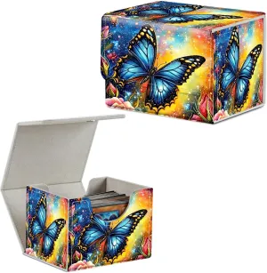 4.13x3.07x3.26 inch Card Deck Box Trading Cards Storage Box with Strong Magnet Premium Case Commander Deck Box Storage Cover for TCG CCG Magic Cards,Colorful Roses And Butterfliy