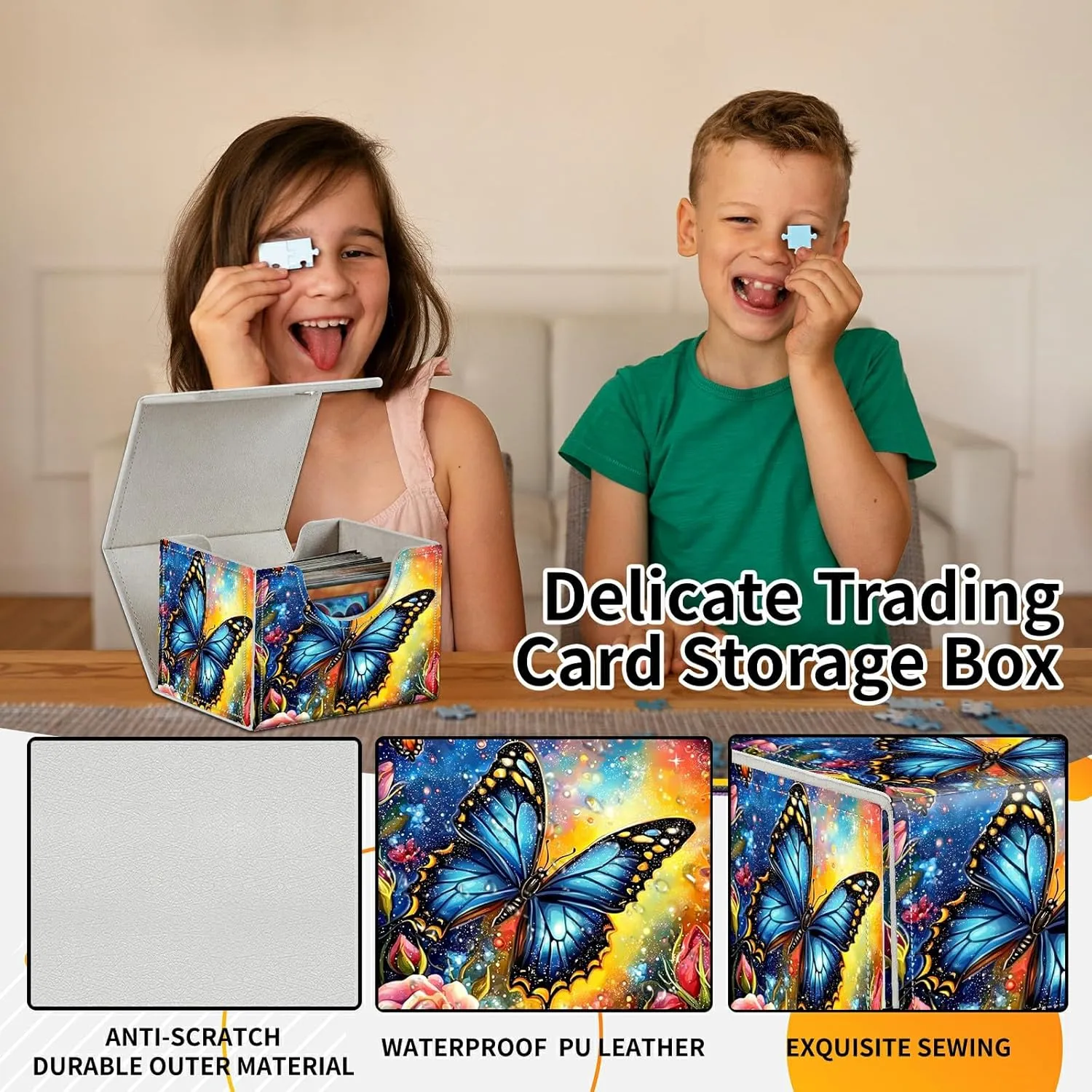 4.13x3.07x3.26 inch Card Deck Box Trading Cards Storage Box with Strong Magnet Premium Case Commander Deck Box Storage Cover for TCG CCG Magic Cards,Colorful Roses And Butterfliy
