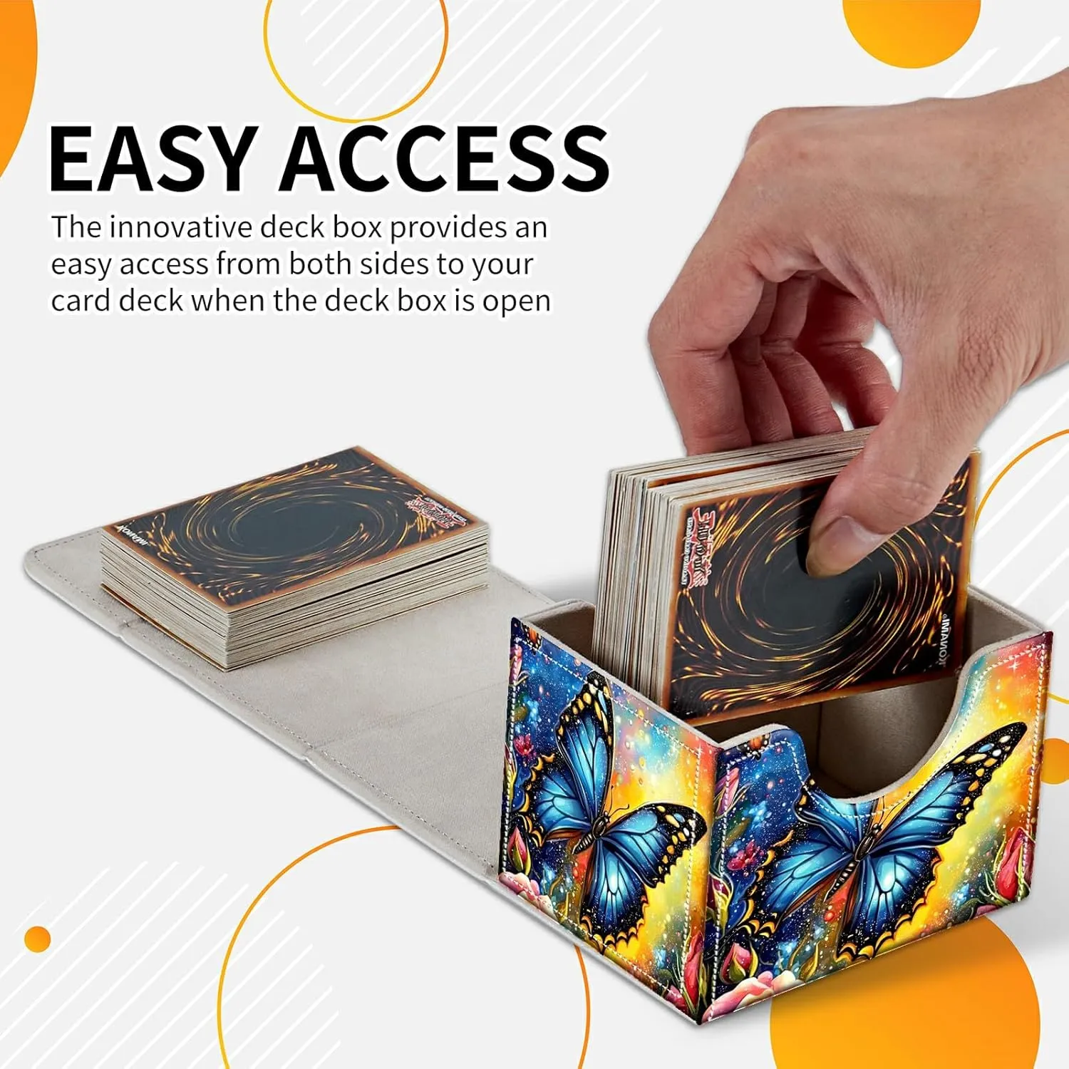 4.13x3.07x3.26 inch Card Deck Box Trading Cards Storage Box with Strong Magnet Premium Case Commander Deck Box Storage Cover for TCG CCG Magic Cards,Colorful Roses And Butterfliy