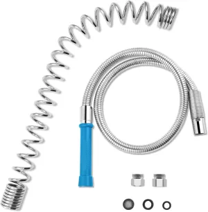 45” Stainless-Steel Pre Rinse Hose, 45" Commercial Sink Sprayer Hose With 304 Stainless Steel Pre Rinse Spring & Heat Resistant Blue Handle,For Commercial Restaurant Industrial Kitchen Sink Faucet