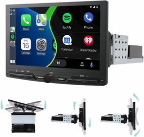 4 64G 8 Octa core Android 13 Wireless 10.1inch Adjustable Swivel Single 1Din Car Stereo with Carplay Android Auto Touch Screen Radio Bluetooth Mirror Link/GPS/Backup Camera/Internet Surfing WiFi