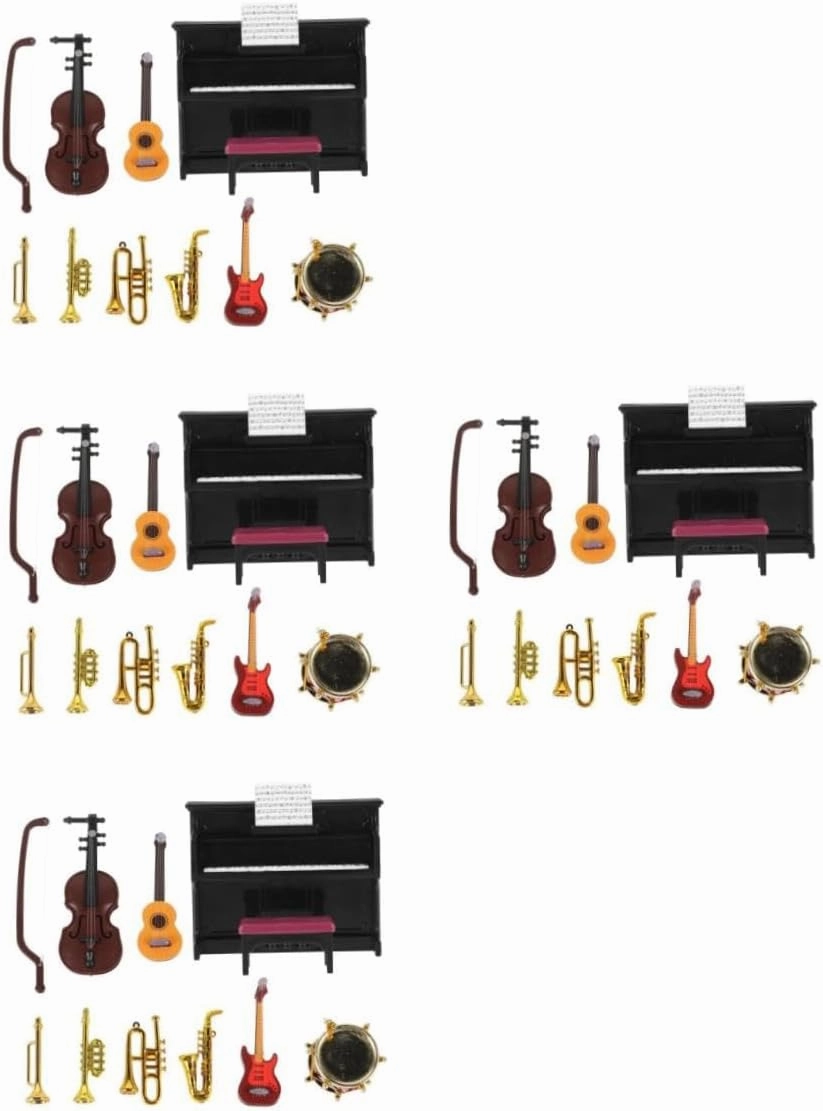4 Sets Adorable Miniature Toy Wear-Resistant Mini Instrument Mini House Decor Music Instrument Decorations