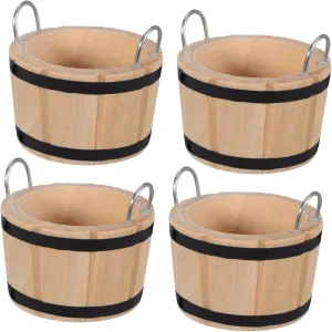 4pcs Miniature Buckets for Dollhouse Decor Flexible Arrangement Creative Play Accessories for Photography Mini Gardening Natural Finish