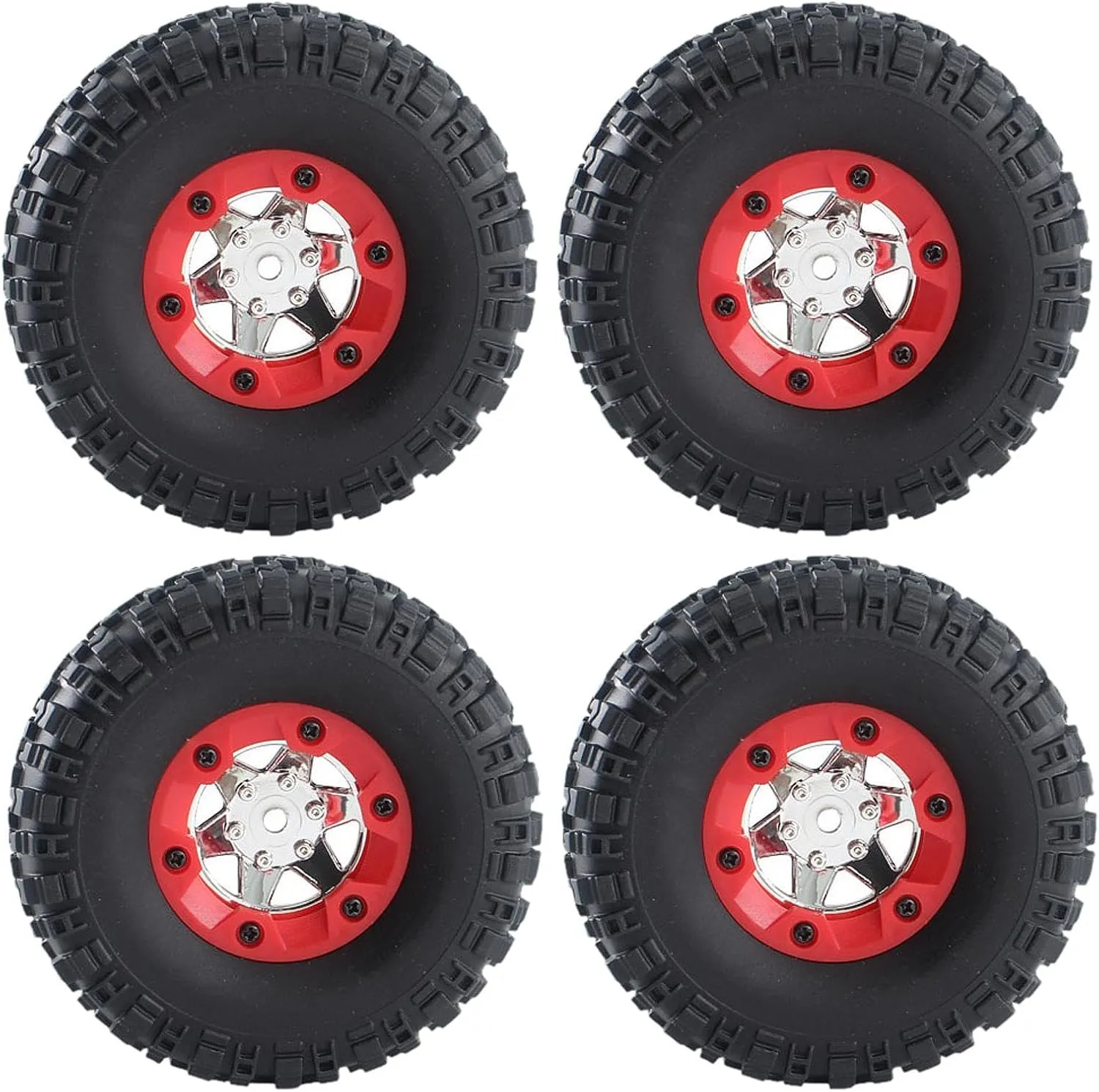 4Pcs Replacement Wheels and Tires Set for 12428 RC 1/12 Scale Crawler