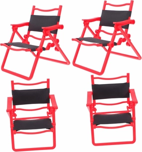 4pcs Mini Folding Chairs for Dollhouse Compact Beach Chair Realistic Design Easy to Fold Miniature Furniture for Outdoor Micro Landscape and Garden Decor