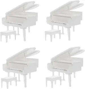 4sets Miniature Piano and Stool Vintage Style Doll House Instrument Prop for Interior Decoration and Musical Atmosphere for Creative Projects and Miniature Collectibles