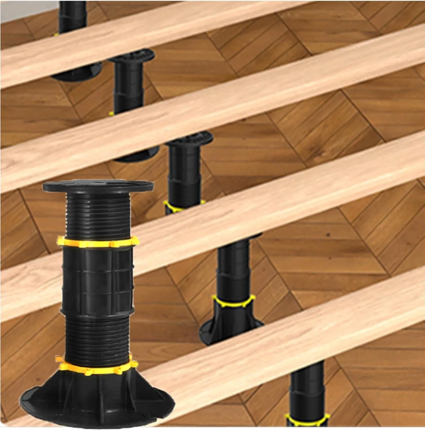 5 Pack Adjustable Deck Support Pedestal Deck Foundation Base Support for Floating Deck Platform Deck Floor Height(32-50cm)