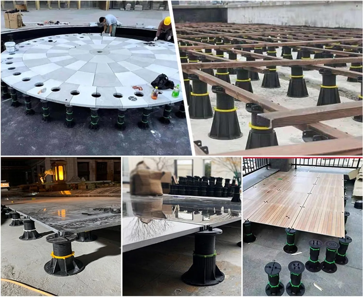 5 Pack Adjustable Deck Support Pedestal Deck Foundation Base Support for Floating Deck Platform Deck Floor Height(32-50cm)