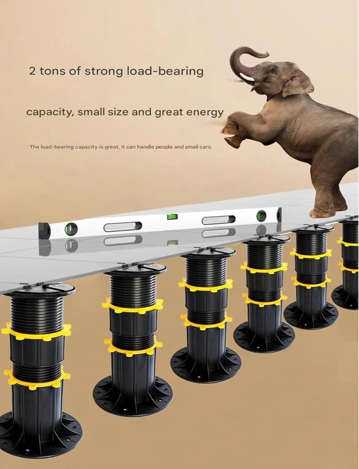 5 Pack Adjustable Deck Support Pedestal Deck Foundation Base Support for Floating Deck Platform Deck Floor Height(32-50cm)