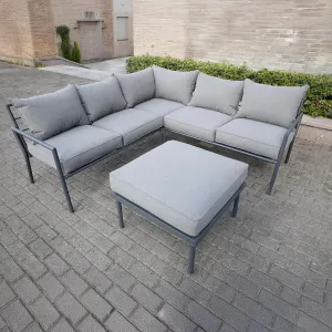 5 Place Seating Outdoor Gray Sofa and Ottoman Set
