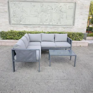 5 Place Seating Outdoor Gray Sofa and Table Set
