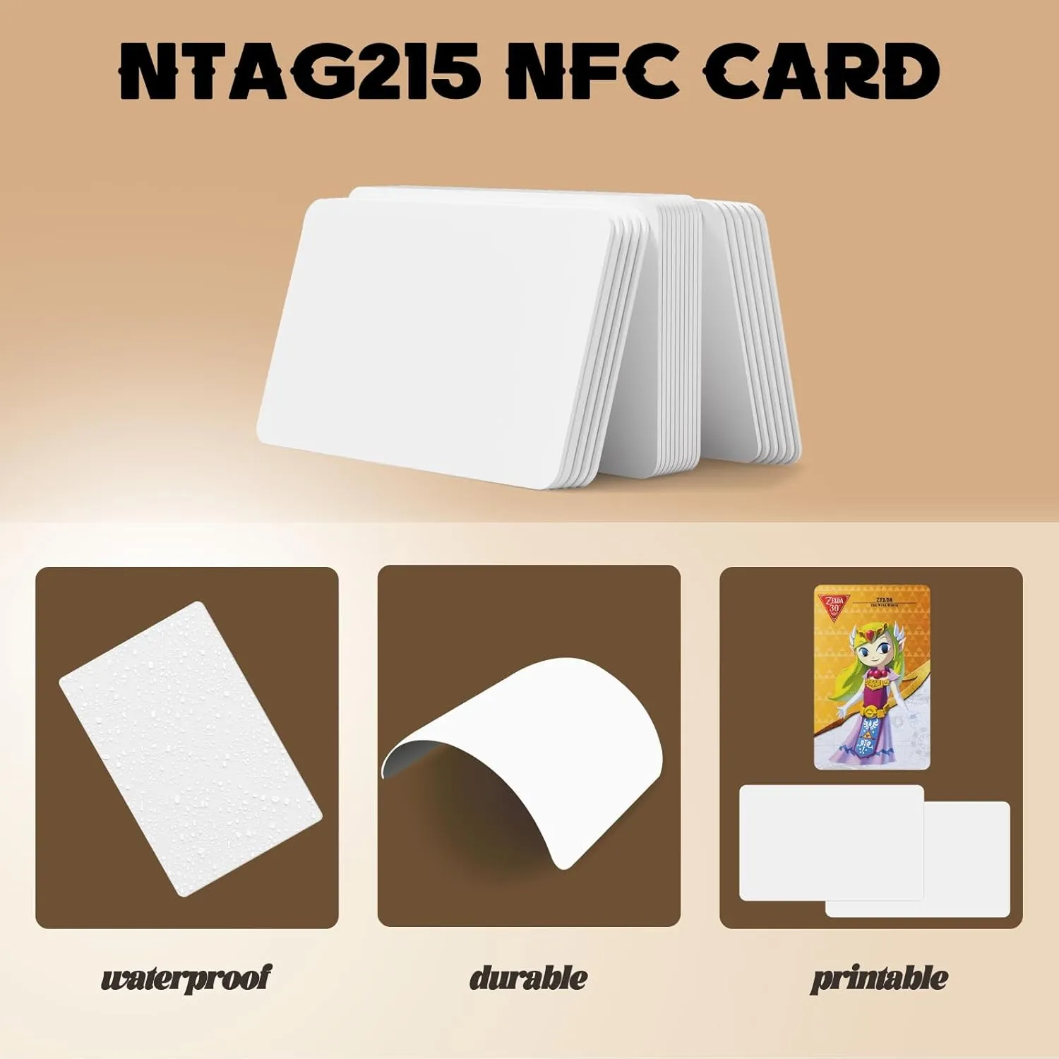 50pcs NTAG215 NFC Cards - Rewritable, 504 Byte Memory, Compatible with TagMo NFC-Enabled Phones & Devices