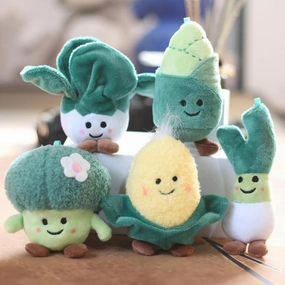 5pcs Vegetable Plush Toy Backpack Decoration Pendant Keychain Small Doll (Cabbage/Broccoli/Corn/Scallion/Bamboo Shoots)