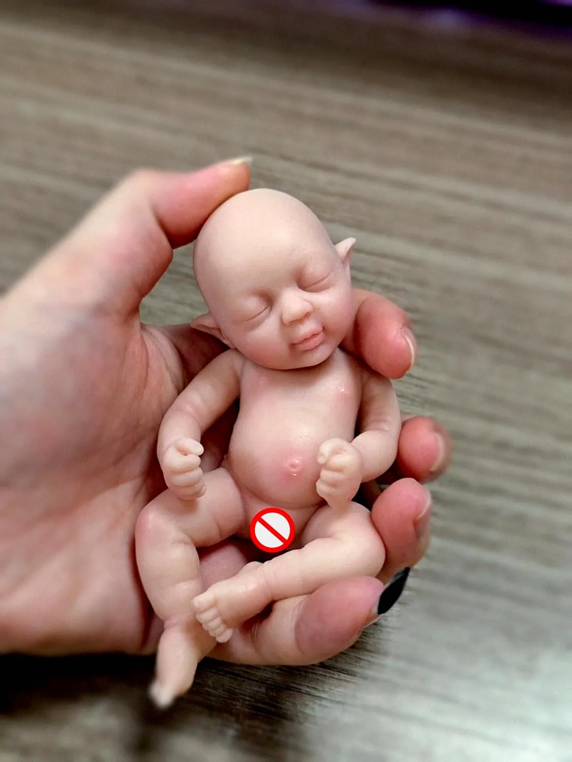 5" Realistic Mini Silicone Elf Girl,Real Life Reborn Elf Doll,Lifelike Mini Reborn Doll Surprice Children Anti-Stress Relief with Feeding Accessories