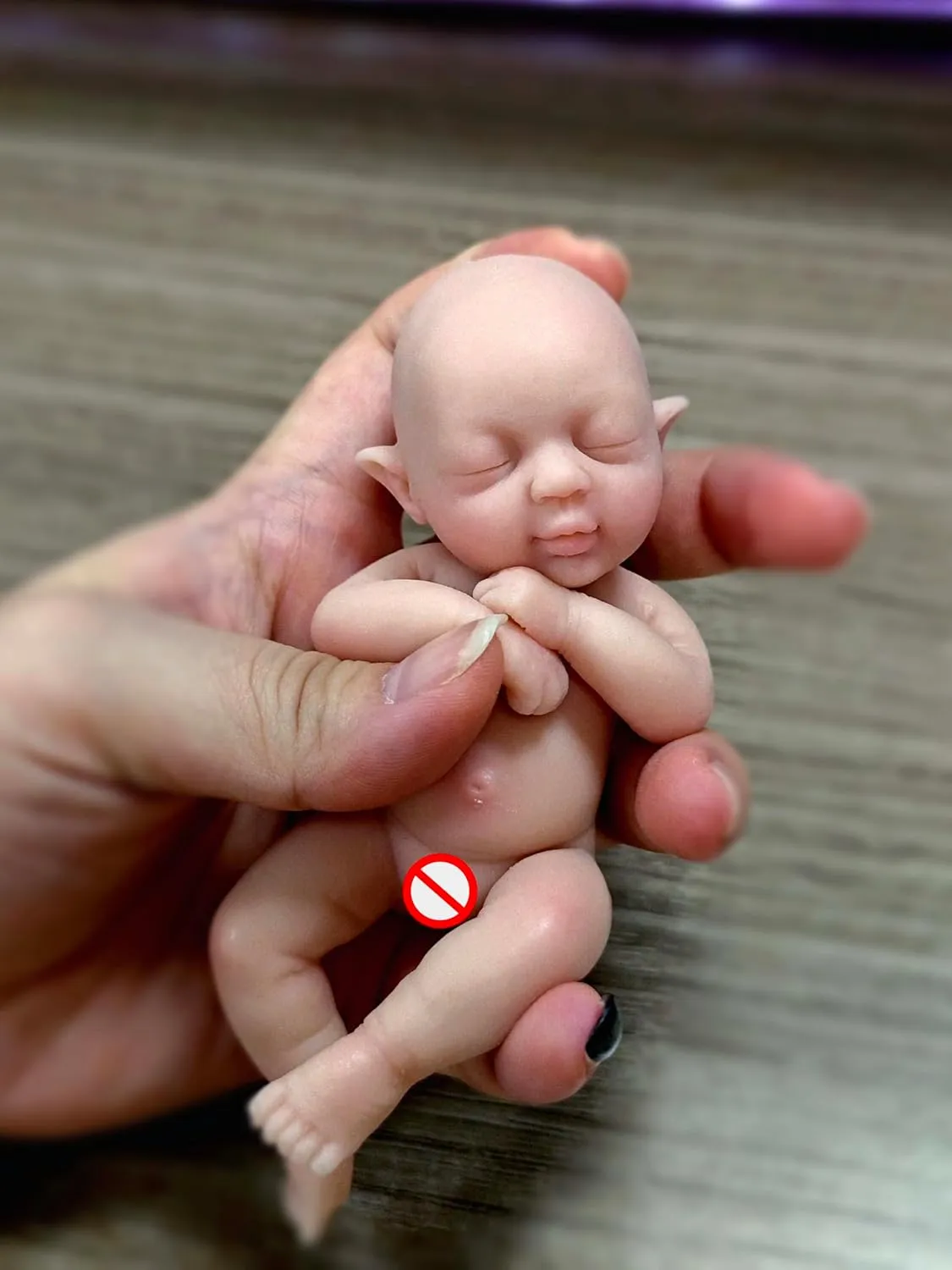 5" Realistic Mini Silicone Elf Girl,Real Life Reborn Elf Doll,Lifelike Mini Reborn Doll Surprice Children Anti-Stress Relief with Feeding Accessories