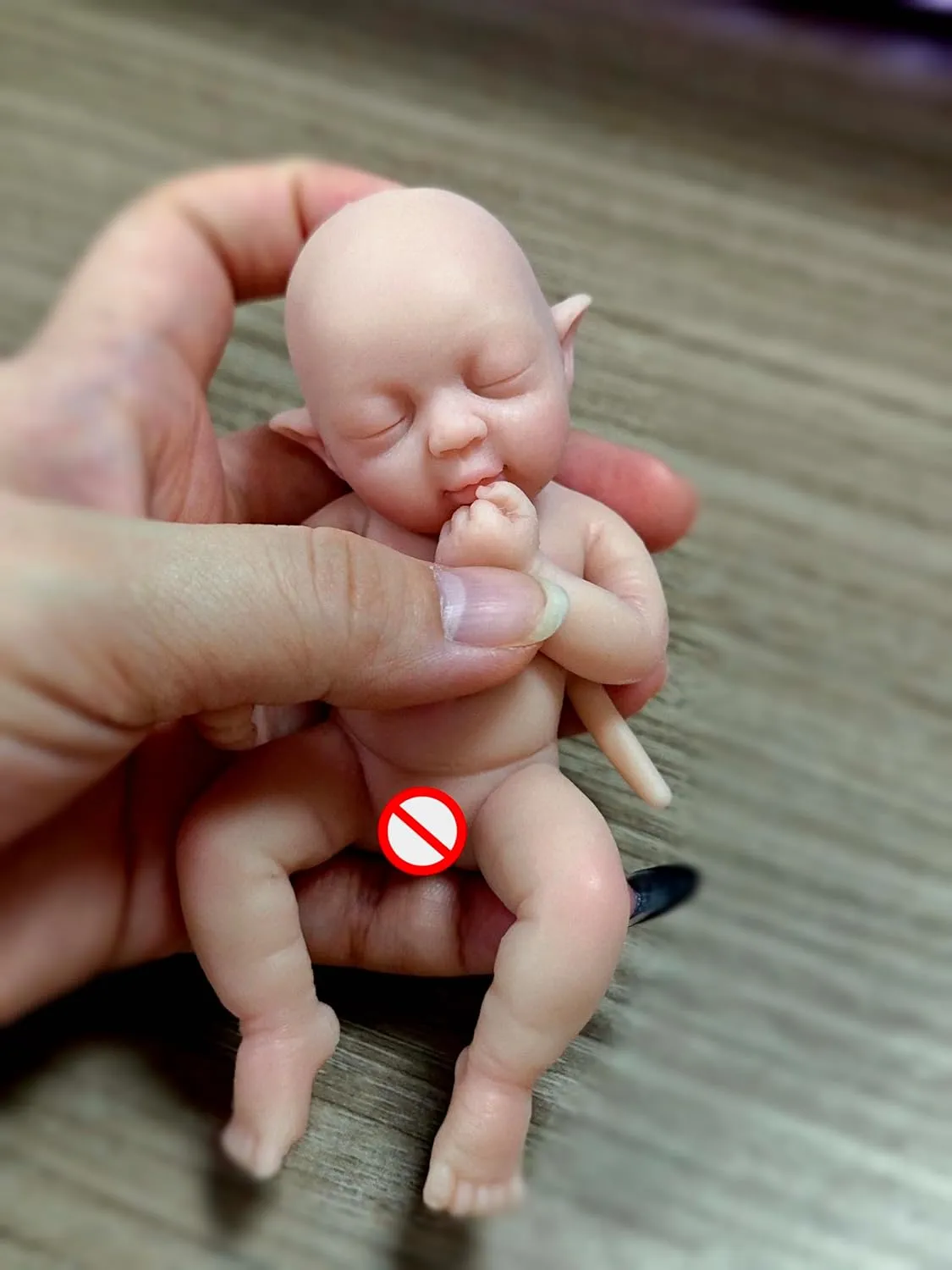 5" Realistic Mini Silicone Elf Girl,Real Life Reborn Elf Doll,Lifelike Mini Reborn Doll Surprice Children Anti-Stress Relief with Feeding Accessories