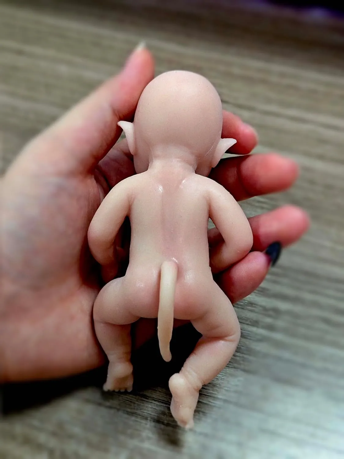 5" Realistic Mini Silicone Elf Girl,Real Life Reborn Elf Doll,Lifelike Mini Reborn Doll Surprice Children Anti-Stress Relief with Feeding Accessories