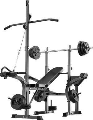 600lbs 6 in 1 Adjustable Olympic Weight Bench Set with Leg Extension and Leg Curl Multi-Function Bench Press Set for Full Body Workout