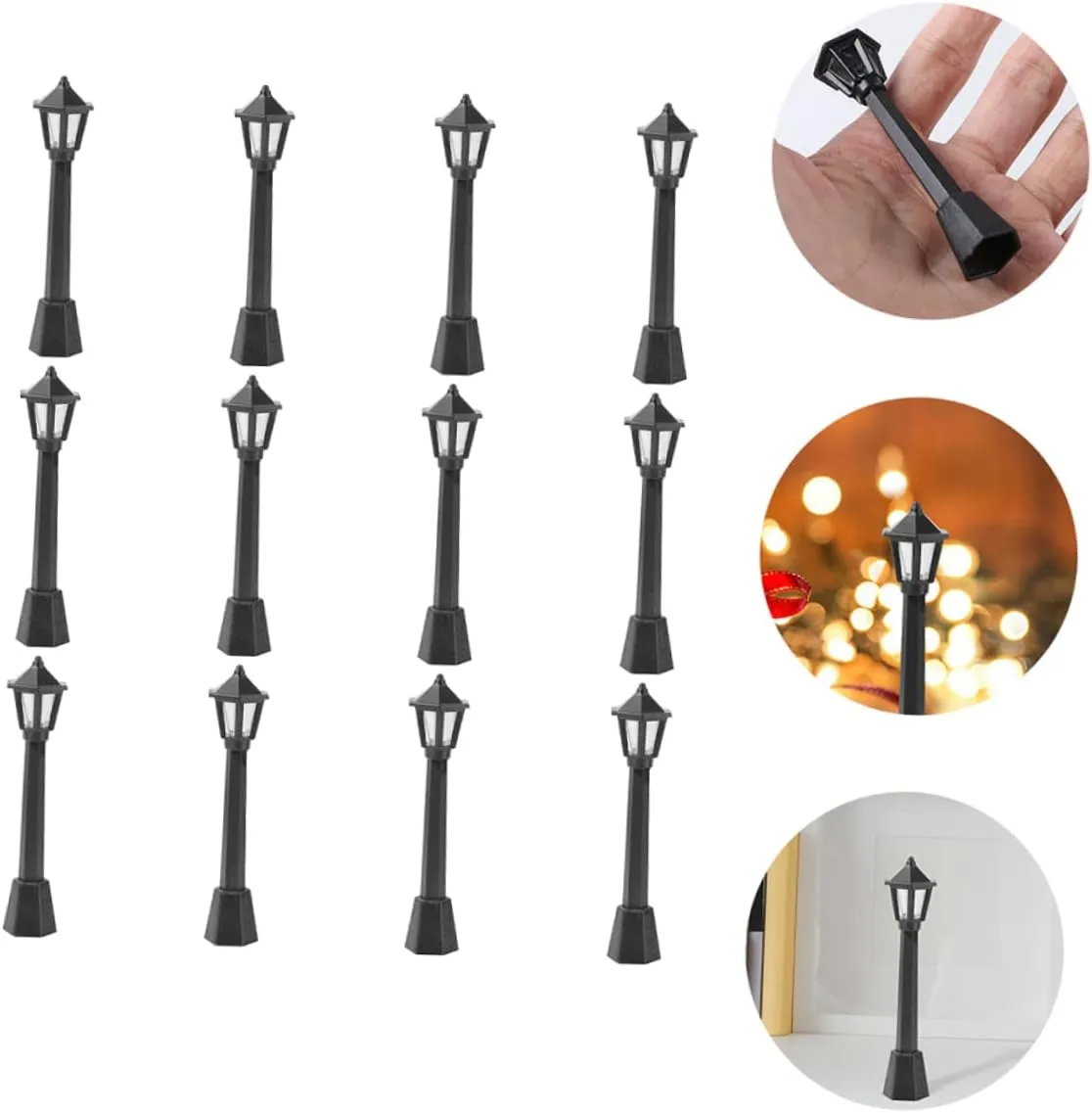 60pcs Miniature Street Light Decor Realistic Simulation Light Lamp Ornaments for Dollhouse Fairy Gardens and Micro Landscapes Environment-Friendly Plastic Design