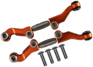 6pc Set Upgrades Aluminum Stainless Steel Adjustable Front Steering Tie Rod LOSI 1/18 2WD Mini-T 2.0 LOS01015 RC Cars by GPM (Orange)