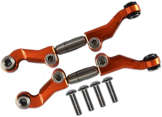 6pc Set Upgrades Aluminum Stainless Steel Adjustable Front Steering Tie Rod LOSI 1/18 2WD Mini-T 2.0 LOS01015 RC Cars by GPM (Orange)