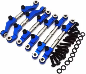 6pcs Ajustable Stainless Steel Links Set Steering Link with Aluminum Ends Blue for Losi 1/18 Mini-T 2.0 Mini-B LOS214013