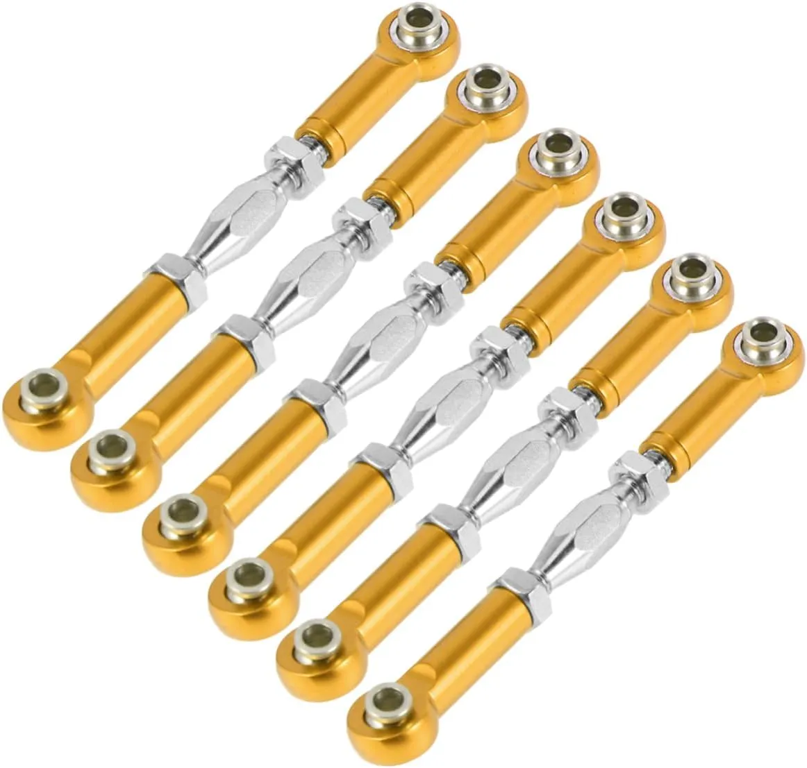 6pcs Turnbuckle Rod Linkage for Cars Upgrade Parts Compatible Racing Truck Buggy Yellow