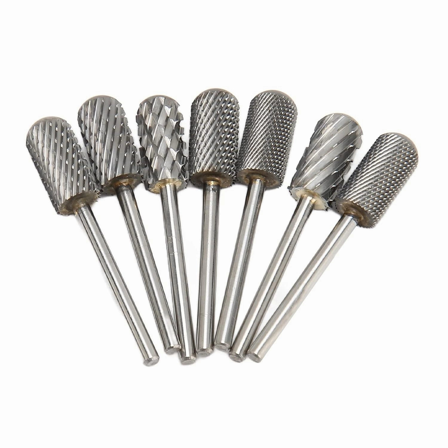 7 Pieces Nail Drill Bits Nail Drill Bit Set Professional Tungsten Steel Tip Grinding Head for Nail Design for Manicure Pedicure, Round Head