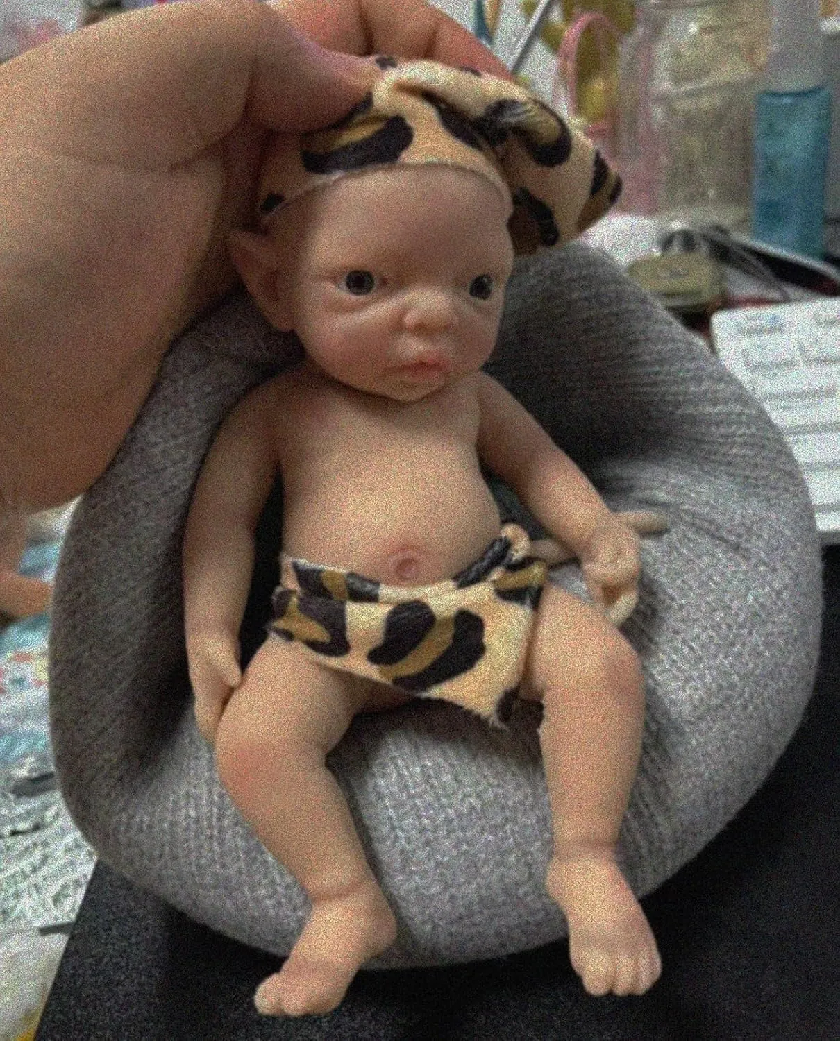 7" Realistic Mini Silicone Elf Girl,Real Life Reborn Elf Doll,Lifelike Mini Reborn Doll Surprice Children Anti-Stress Relief Hand Made