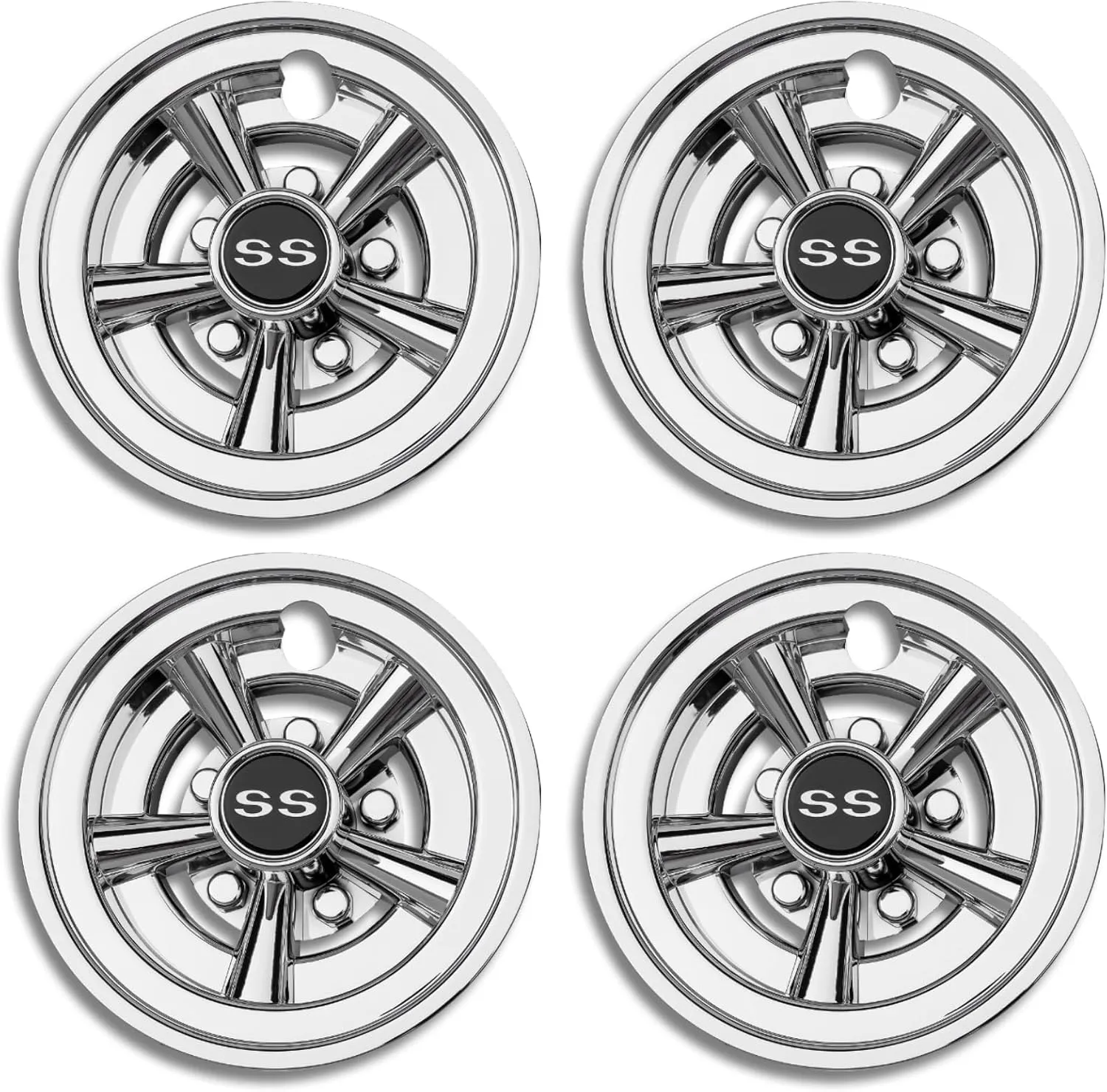 8 inch Stainless Steel Golf Cart Hub Caps (Set of 4) - Rust-Proof SS Chrome Wheel Covers, Snap-On Design for Yamaha, EZ-GO, Club Car | Universal Fit & Weather-Resistant Accessories