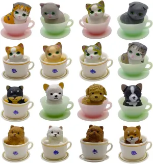 8 Pcs Cat Dog Figurines Playset Realistic Detailed Plastic Puppy Kitten Figures Coffeecup Pets for Cake Toppers Christmas Birthday Gift Dollhouse Micro Landscape Craft Ornament (8Pcs cat 8Pcs dogs)