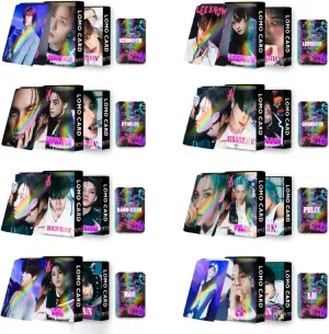 8Pack/240PCS Stray-Kids Photocards,Stray-Kids Lomo Cards Greeting Cards for Collection(Purple)