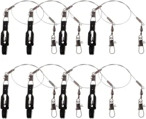 8pcs Snap Release Clip with Leader for Outriggers Downriggers Planer Board, Adjustable Tension, Corrosion Resistant, Padded, Offshore Fishing