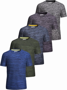 [5 Pack] Men’s Workout Short Sleeve Dry Fit T Shirts Quick Dry Active Athletic Crewneck Running Gym Moisture Wicking Tee Tops