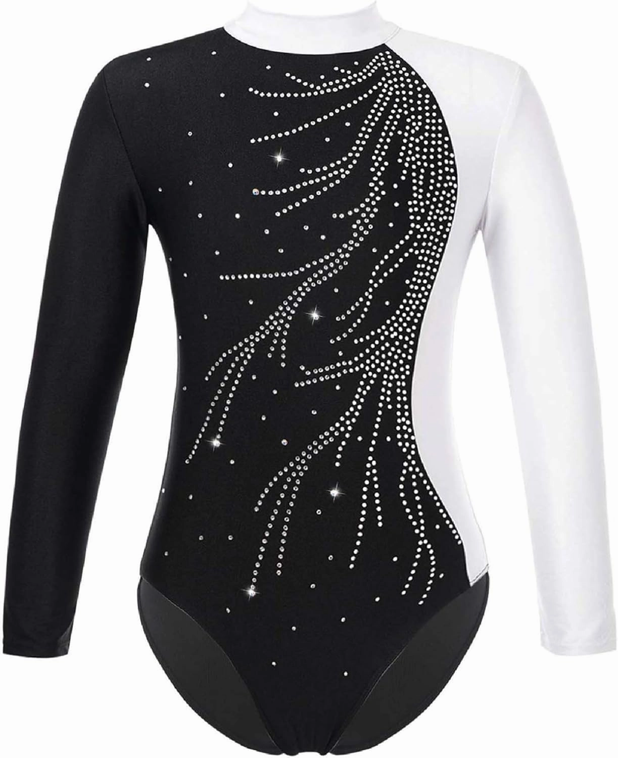 ACSUSS Kids Girls Long Sleeve Gymnastics Leotard Sparkly Dance Figure Skating Unitard Bodysuit Competition Dancewear