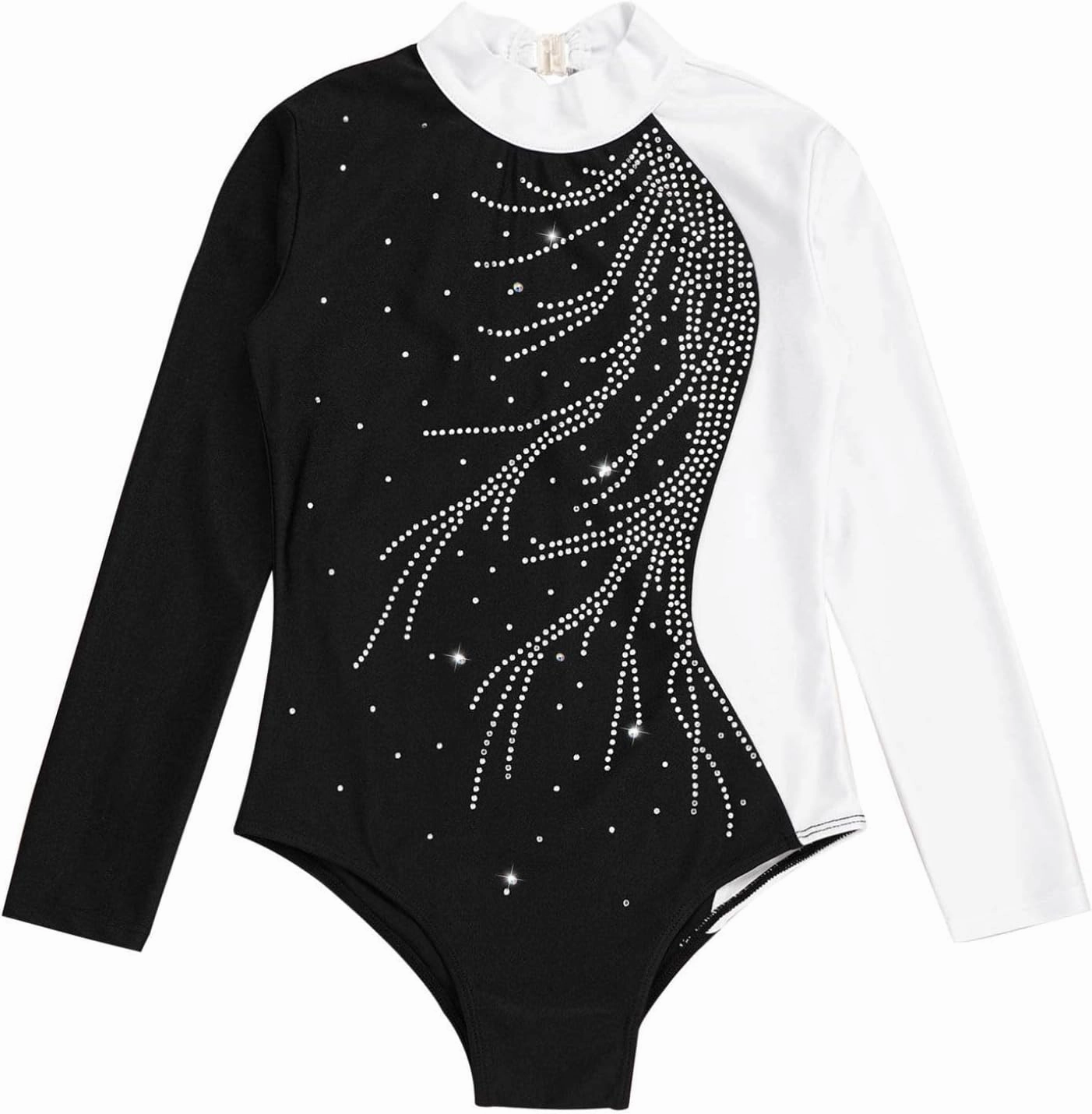 ACSUSS Kids Girls Long Sleeve Gymnastics Leotard Sparkly Dance Figure Skating Unitard Bodysuit Competition Dancewear