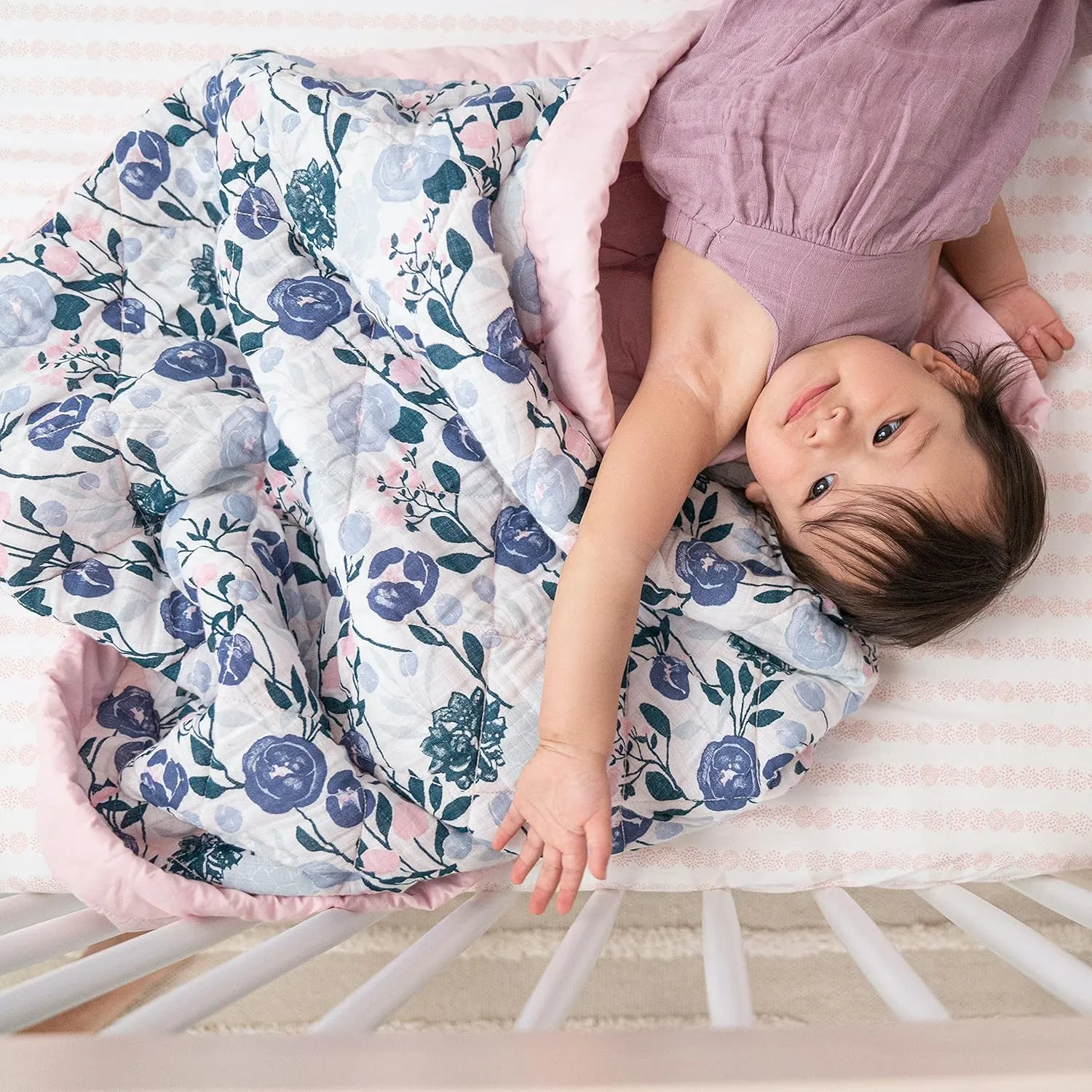 aden   anais Essentials 3-Piece Crib Bedding Set, Baby Bedding Bundle, Cotton Blanket, Crib Sheet, Crib Skirt, Flowers Bloom