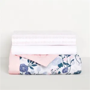 aden   anais Essentials 3-Piece Crib Bedding Set, Baby Bedding Bundle, Cotton Blanket, Crib Sheet, Crib Skirt, Flowers Bloom